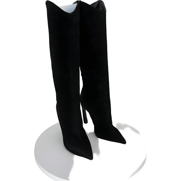 Schutz Maryana Sculpt Nubuck Heeled Boot Womens 7.5 B - Chic Style - Picture 1 of 6